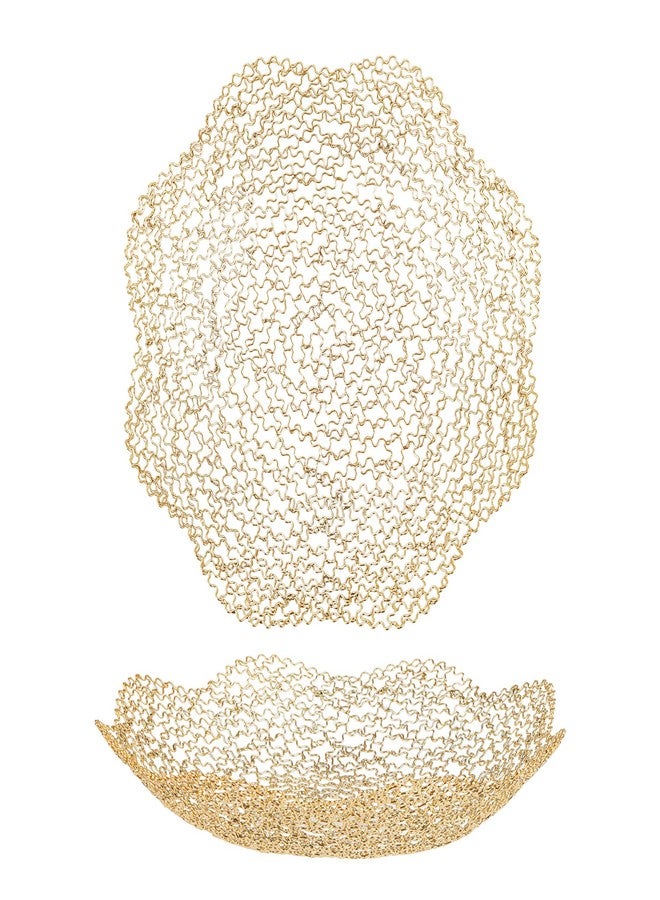 IBWell Decorative Dish for Home Decor and Centerpieces - Gold Vegetable Fruit Bowl Basket(Normal) for Kitchen Counter， Table Centerpieces for Dining Room and Living Room Decor (Gold, Normal) - Image 1
